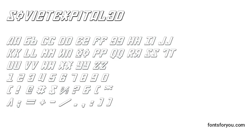 A fonte SovietExpital3D – alfabeto, números, caracteres especiais