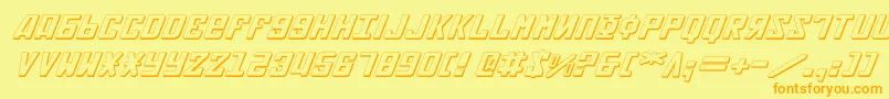 SovietExpital3D-Schriftart – Orangefarbene Schriften auf gelbem Hintergrund