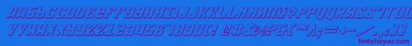 Weitere Informationen zur SovietExpital3D-Schriftart SovietExpital3D-Schriftart – Violette Schriften auf blauem Hintergrund