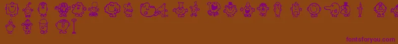 Czcionka Mr – fioletowe czcionki na brązowym tle