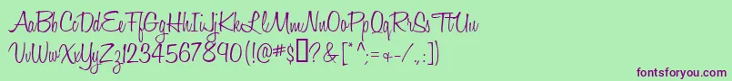 HoneyScriptLight Font – Purple Fonts on Green Background
