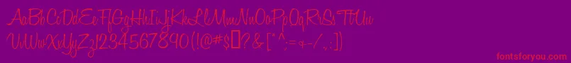 HoneyScriptLight Font – Red Fonts on Purple Background