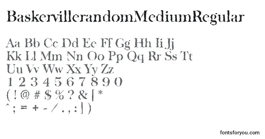 Czcionka BaskervillerandomMediumRegular – alfabet, cyfry, specjalne znaki