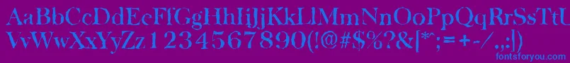 Fonte BaskervillerandomMediumRegular – fontes azuis em um fundo violeta