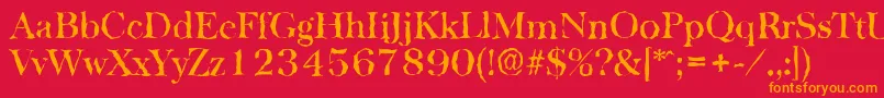 BaskervillerandomMediumRegular Font – Orange Fonts on Red Background