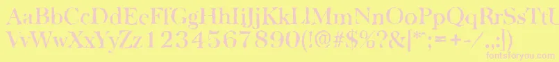 BaskervillerandomMediumRegular Font – Pink Fonts on Yellow Background