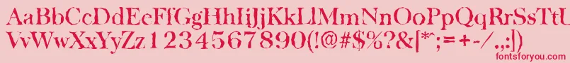 フォントBaskervillerandomMediumRegular – ピンクの背景に赤い文字