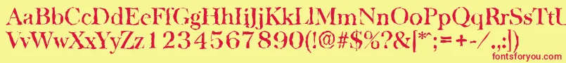 フォントBaskervillerandomMediumRegular – 赤い文字の黄色い背景