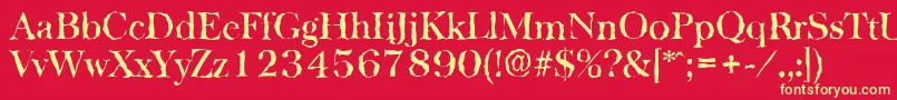 フォントBaskervillerandomMediumRegular – 黄色の文字、赤い背景