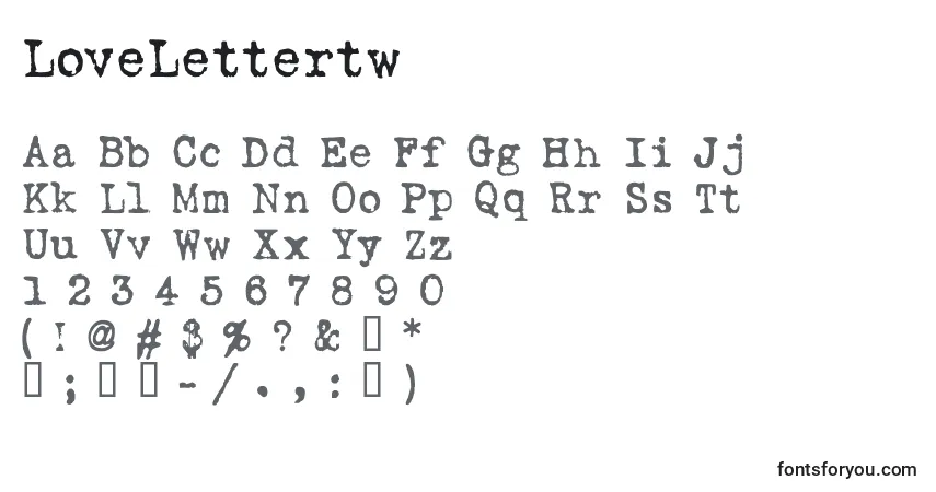 Schriftart LoveLettertw – Alphabet, Zahlen, spezielle Symbole