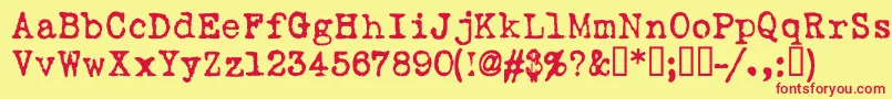フォントLoveLettertw – 赤い文字の黄色い背景