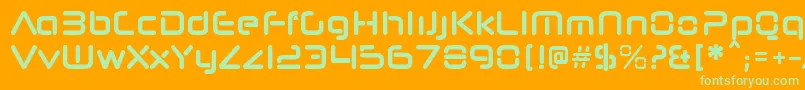 NeuropolnovacdBold-Schriftart – Grüne Schriften auf orangefarbenem Hintergrund