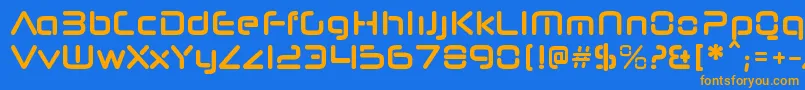 フォントNeuropolnovacdBold – オレンジ色の文字が青い背景にあります。