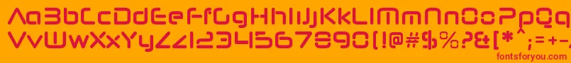 NeuropolnovacdBold-Schriftart – Rote Schriften auf orangefarbenem Hintergrund