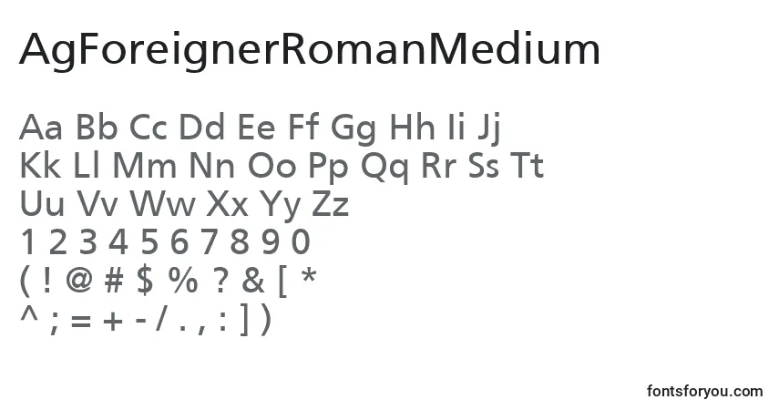 A fonte AgForeignerRomanMedium – alfabeto, números, caracteres especiais
