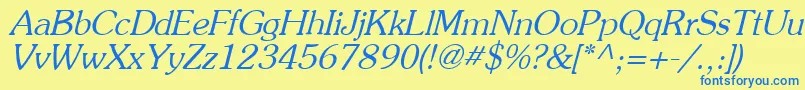 フォントAgpo – 青い文字が黄色の背景にあります。