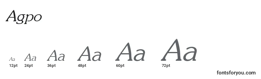 Размеры шрифта Agpo