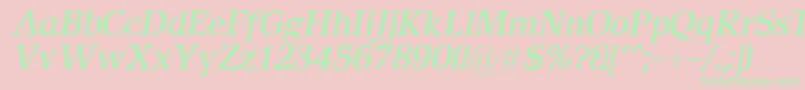 Fonte RustikaBolditalic – fontes verdes em um fundo rosa