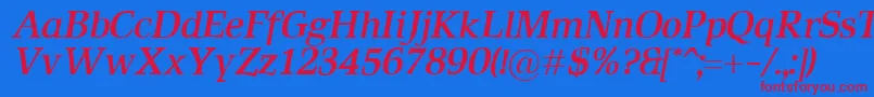 RustikaBolditalic Font – Red Fonts on Blue Background