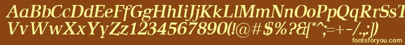 RustikaBolditalic-fontti – keltaiset fontit ruskealla taustalla