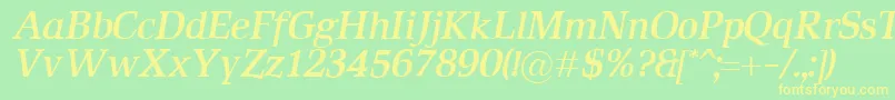 Fonte RustikaBolditalic – fontes amarelas em um fundo verde