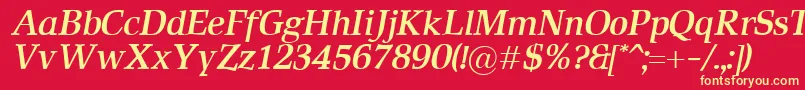 Fonte RustikaBolditalic – fontes amarelas em um fundo vermelho