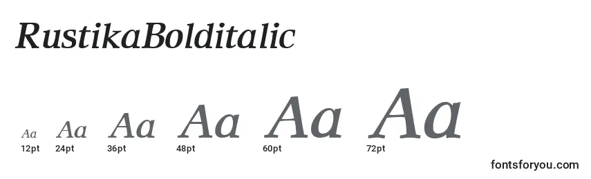 Размеры шрифта RustikaBolditalic