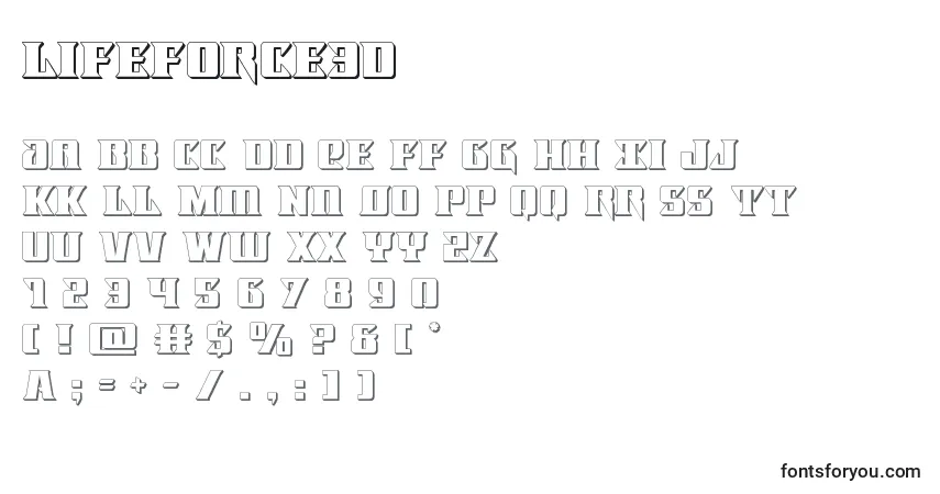 Czcionka Lifeforce3D – alfabet, cyfry, specjalne znaki