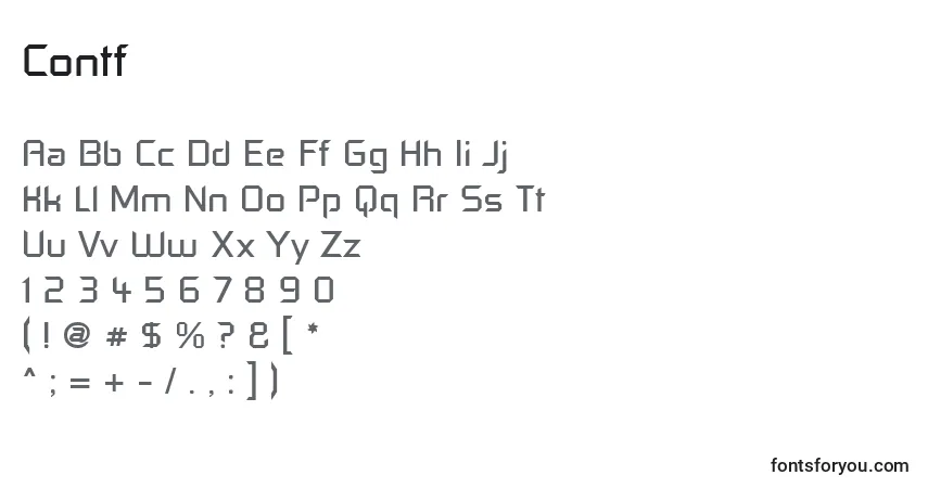 Contf Font – alphabet, numbers, special characters