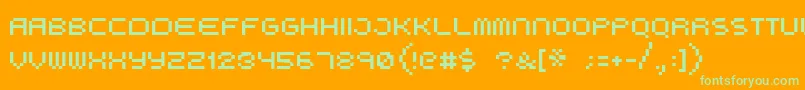 BooCity-Schriftart – Grüne Schriften auf orangefarbenem Hintergrund