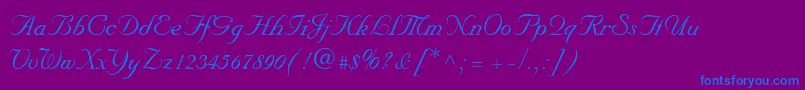 NuptialScript-Schriftart – Blaue Schriften auf violettem Hintergrund