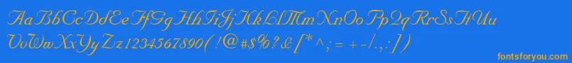 NuptialScript-Schriftart – Orangefarbene Schriften auf blauem Hintergrund