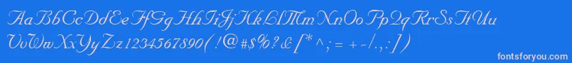 フォントNuptialScript – ピンクの文字、青い背景