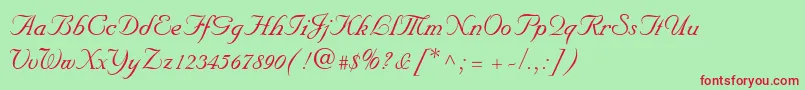 フォントNuptialScript – 赤い文字の緑の背景