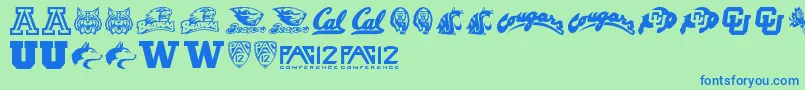 Pac12 Font – Blue Fonts on Green Background