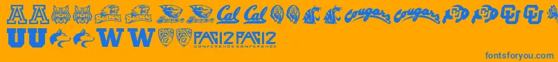 Pac12 Font – Blue Fonts on Orange Background