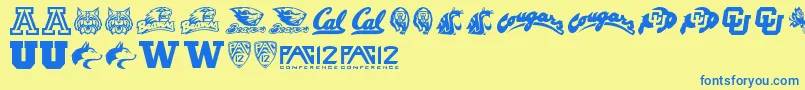 Pac12 Font – Blue Fonts on Yellow Background