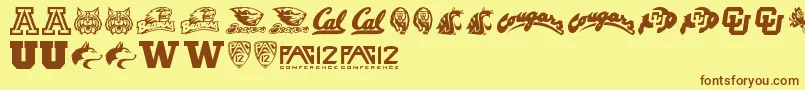 Pac12 Font – Brown Fonts on Yellow Background