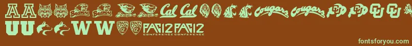 Pac12 Font – Green Fonts on Brown Background