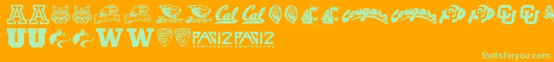 Pac12 Font – Green Fonts on Orange Background