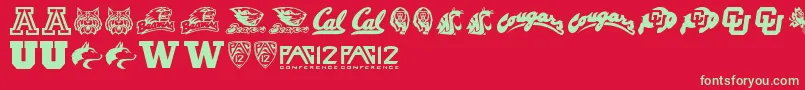 Pac12 Font – Green Fonts on Red Background