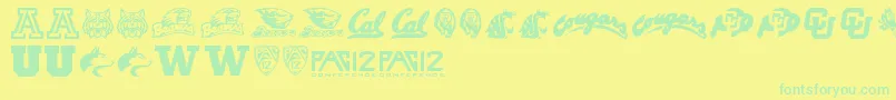 Pac12 Font – Green Fonts on Yellow Background