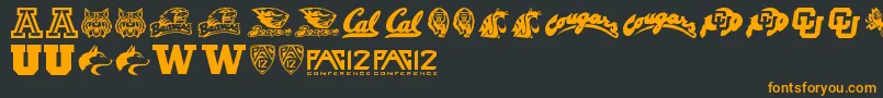 Pac12 Font – Orange Fonts on Black Background