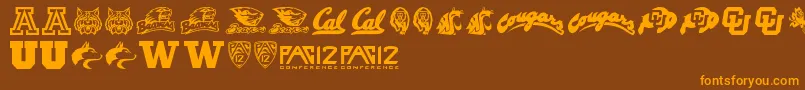 Pac12 Font – Orange Fonts on Brown Background