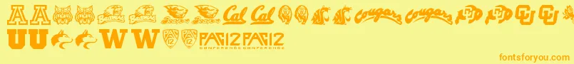 Pac12 Font – Orange Fonts on Yellow Background