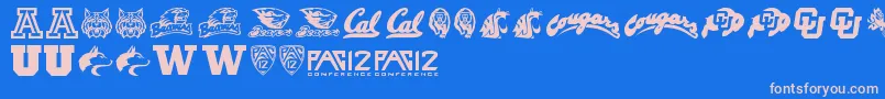 Pac12 Font – Pink Fonts on Blue Background