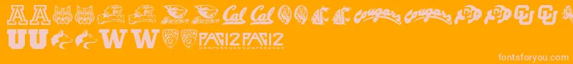 Pac12 Font – Pink Fonts on Orange Background