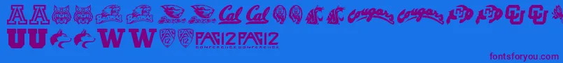 Pac12 Font – Purple Fonts on Blue Background