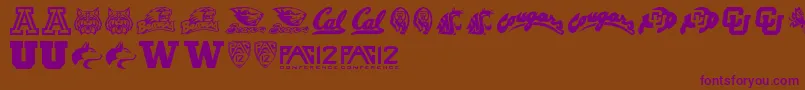 Pac12 Font – Purple Fonts on Brown Background