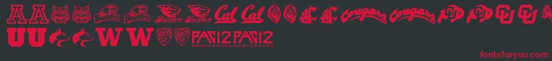 Pac12 Font – Red Fonts on Black Background